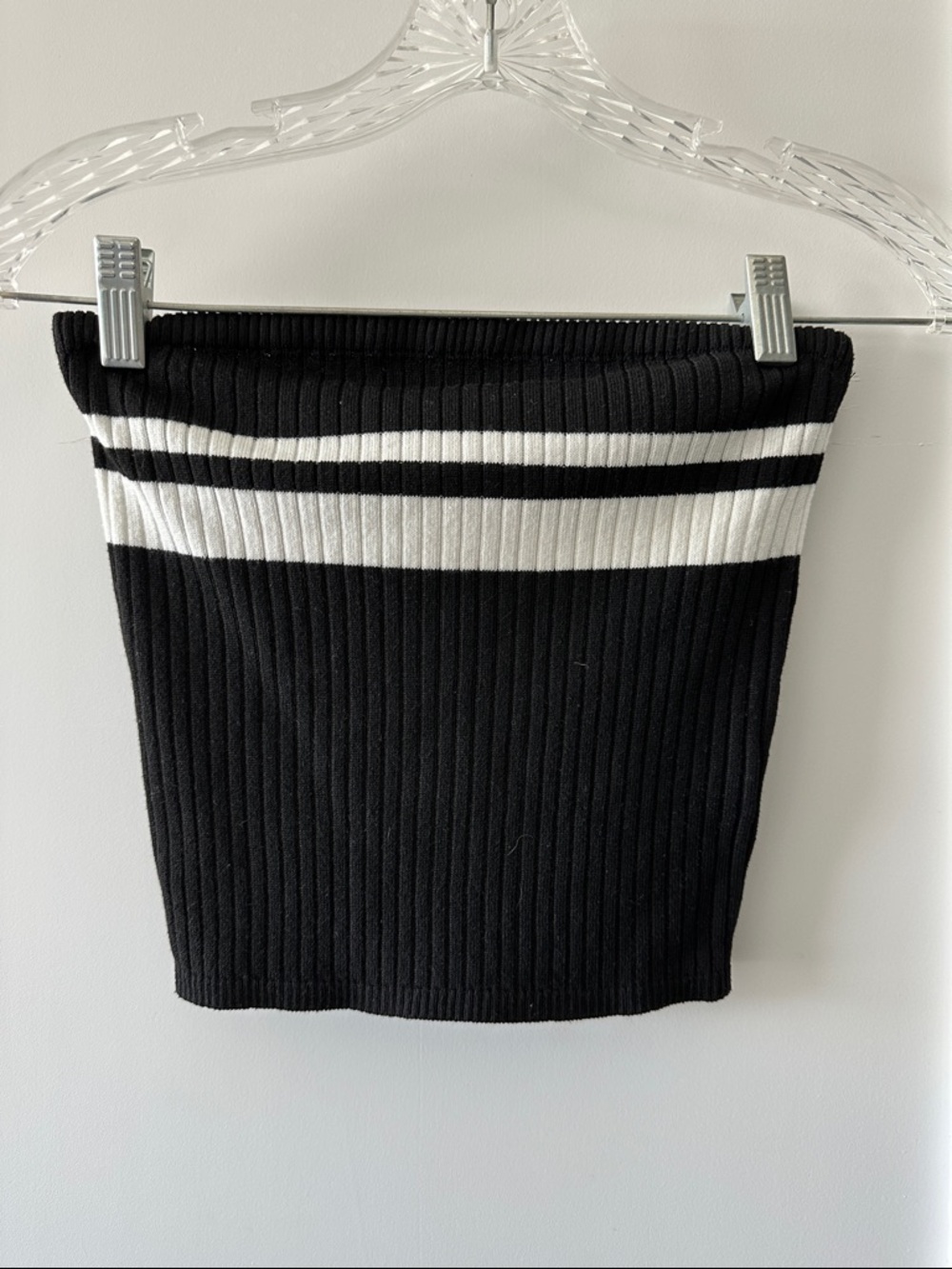Fashion Nova Black & White Ribbed Tube Top